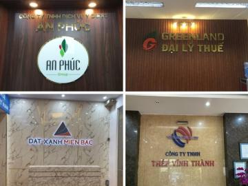 Quy cách thi công biển lễ tân, logo công ty