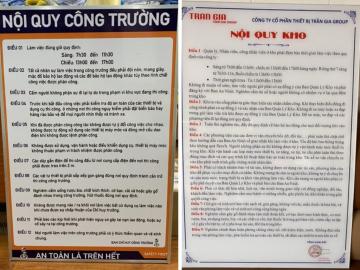 Kích thước hệ thống biển nội quy công ty, tổ chức nên là bao nhiêu?