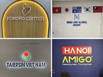 Các chất liệu làm backdrop và logo văn phòng, công ty