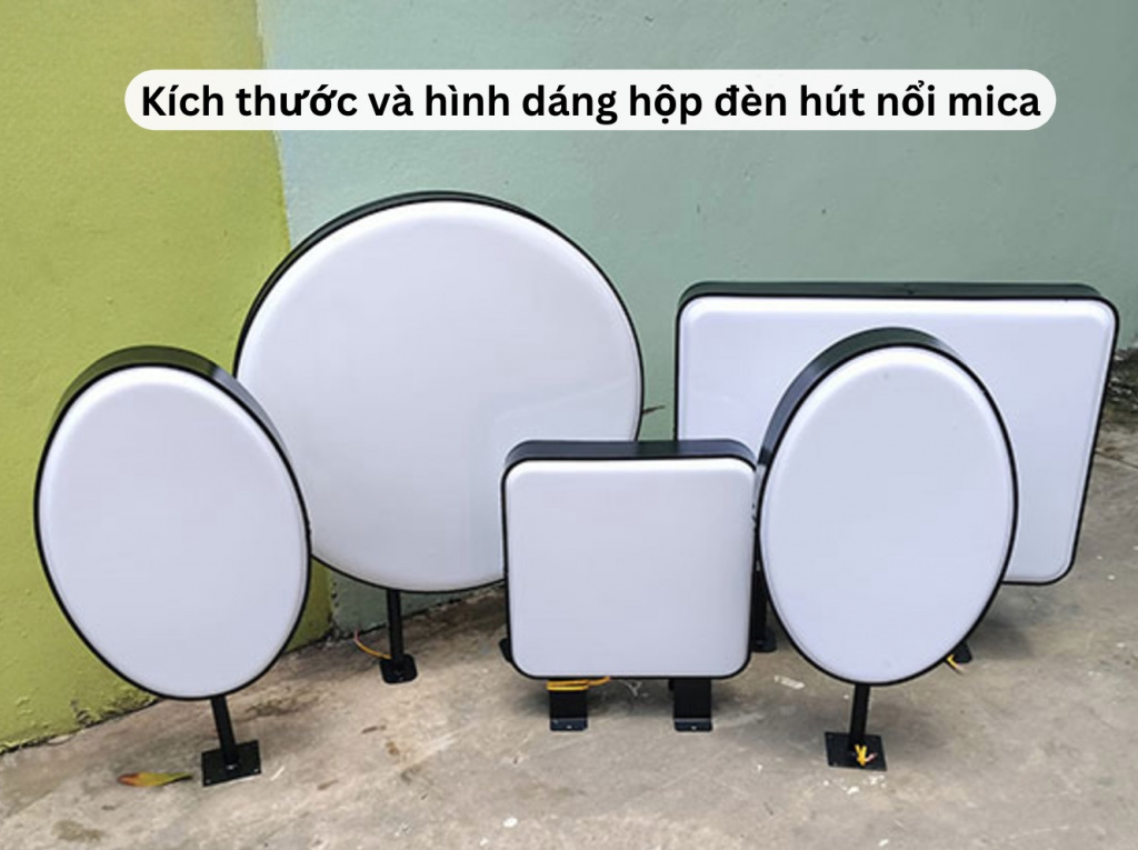 Kích thước và hình dáng hộp đèn hút nổi Mica