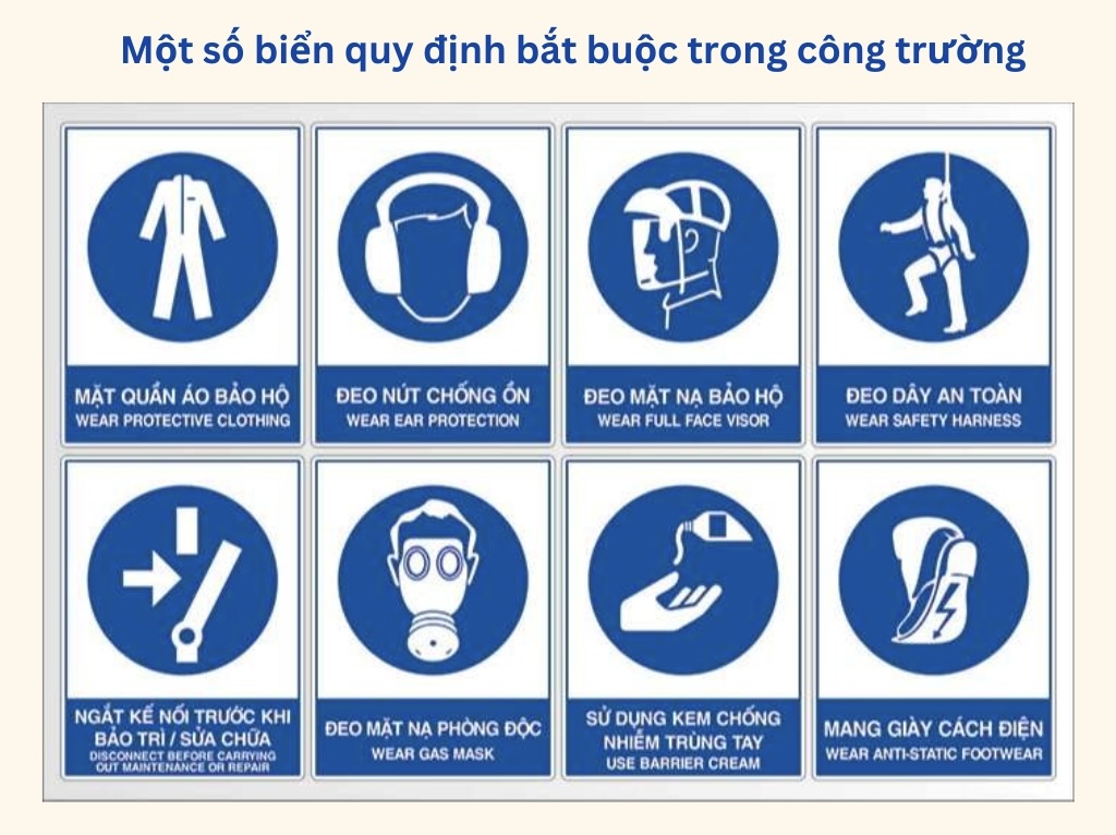 Một số biển quy định bắt buộc trong công trường