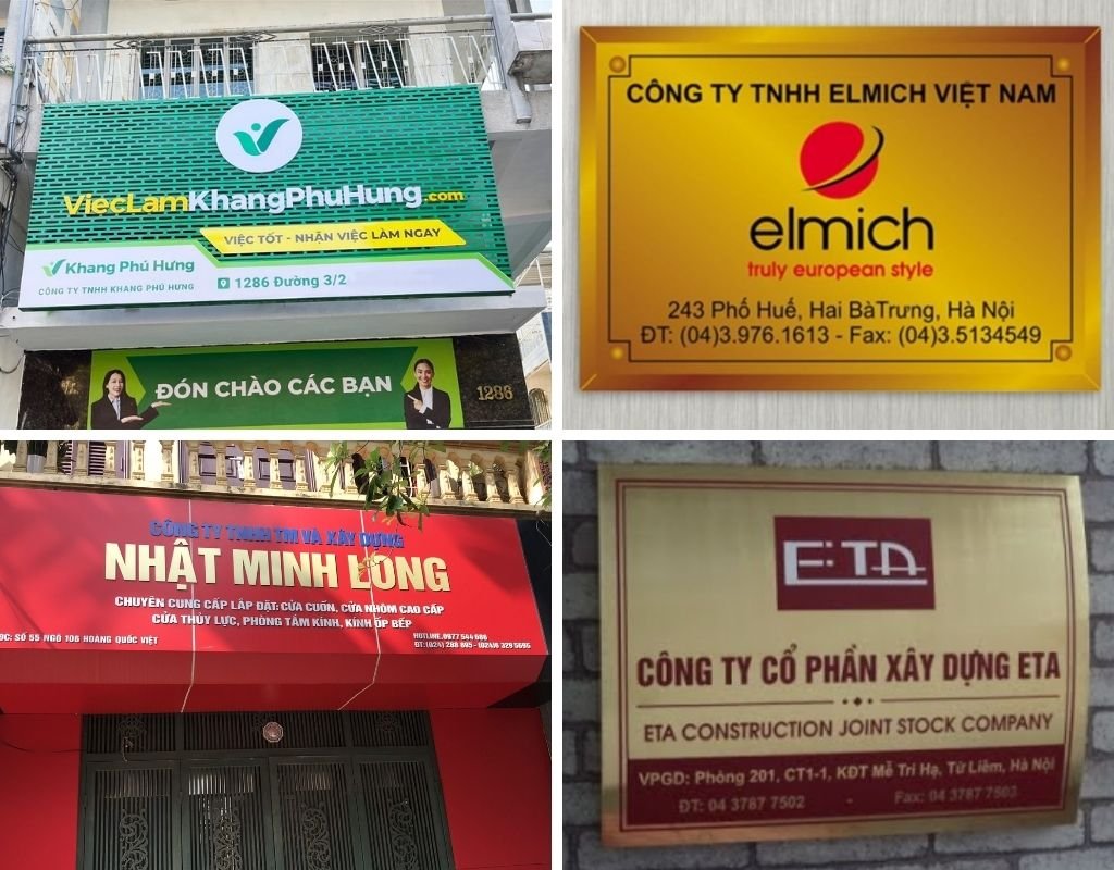 4 chất liệu phổ biến làm biển hiệu công ty