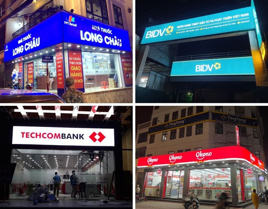 Biển hộp đèn 3M phổ biến với các ngân hàng, siêu thị hoặc thương hiệu nổi tiếng