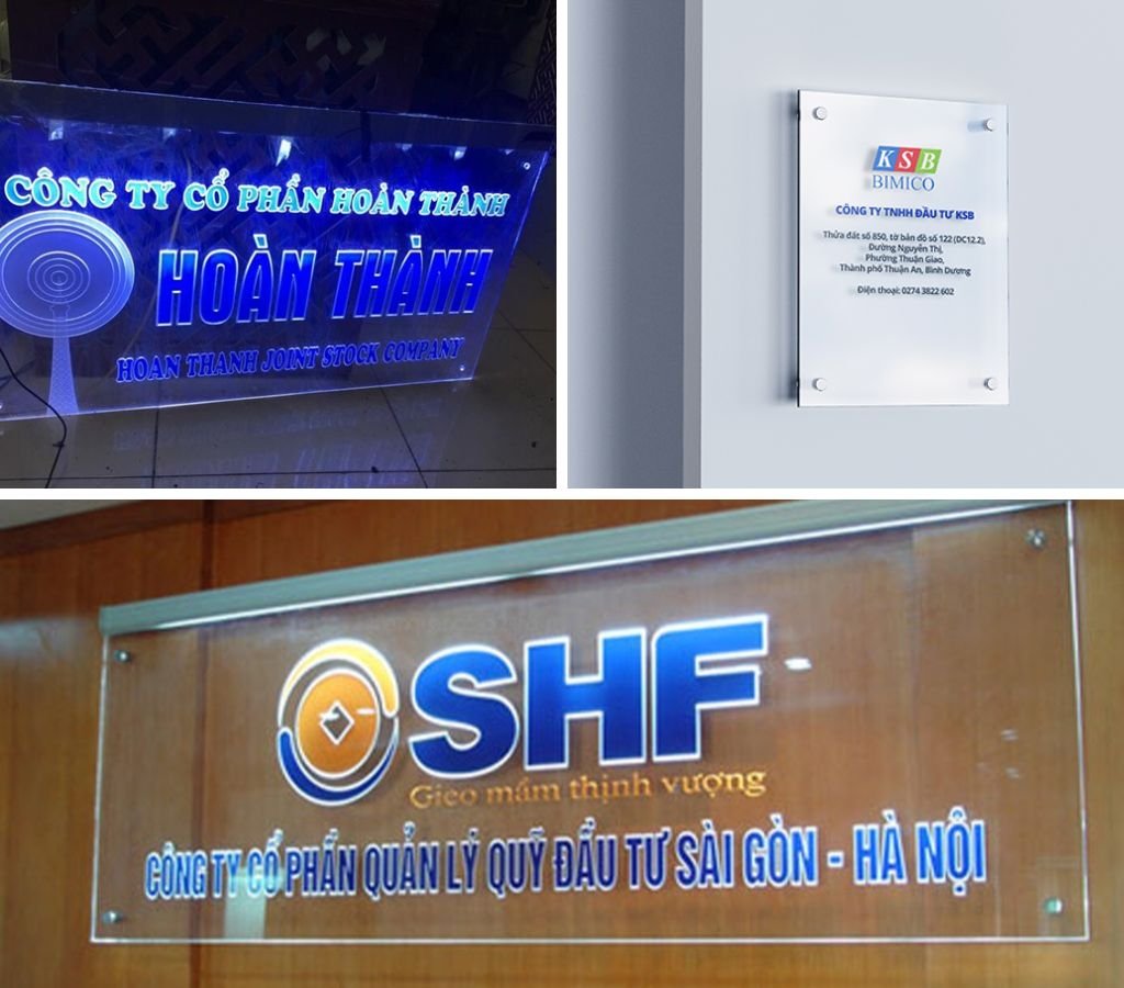 Biển công ty mica kết hợp ánh sáng LED