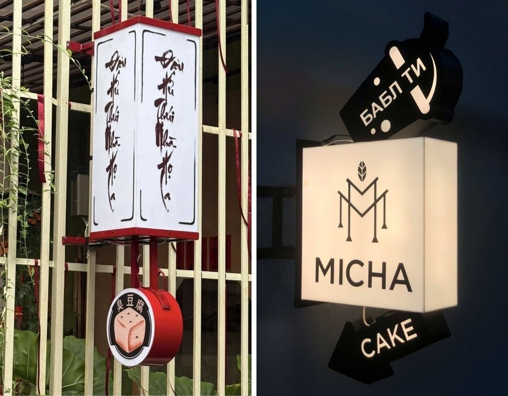 Biển vẫy kết hợp nhiều hình khối