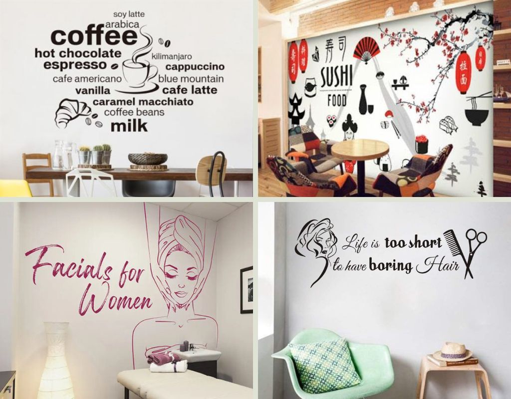 mẫu decal dán tường trong không gian kinh doanh (nhất là kinh doanh dịch vụ)